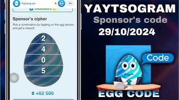 Yaytsogram - Egg Cipher Code 29/10/2024 | Break the egg to win $TONs