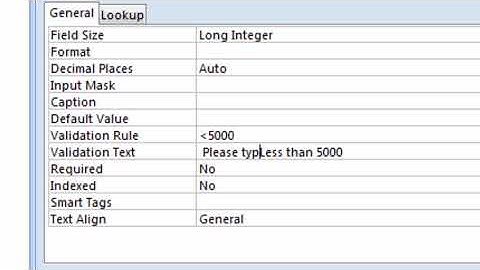 How to apply validation rule in ms access in hindi