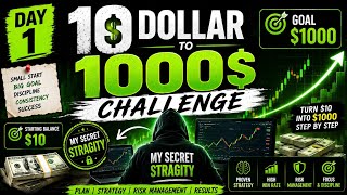 Can I Turn $10 Into $1000 | Binary Trading Challenge | Day 1 #trading #psychology 