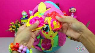 GIANT My Little Pony Surprise Eggs Play Doh   Rarity Fluttershy Twilight Sparkle Pinkie Pie Toys