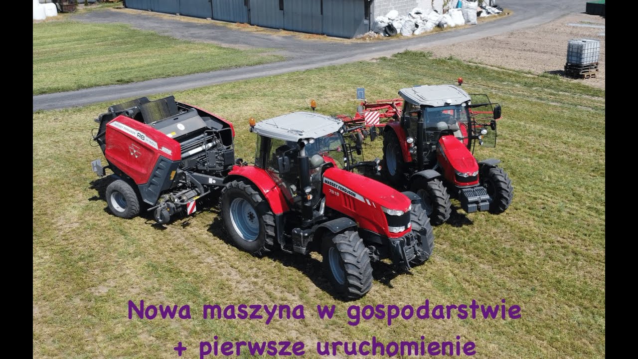 Nowy nabytek na GOSPODARSTWIE❗️Prasa Massey Ferguson RB4160V❗️ 3 Masseye na polu ➡️ prasowanie trawy