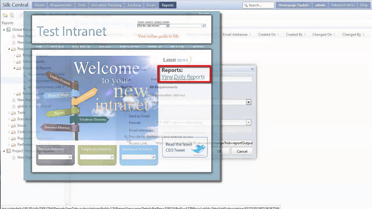 Report Subscriptions in Silk Central 15.0