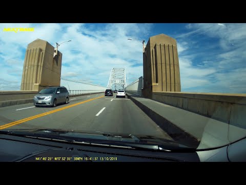 Crossing the Sagamore Bridge - Cape Cod, New England - Dashcam