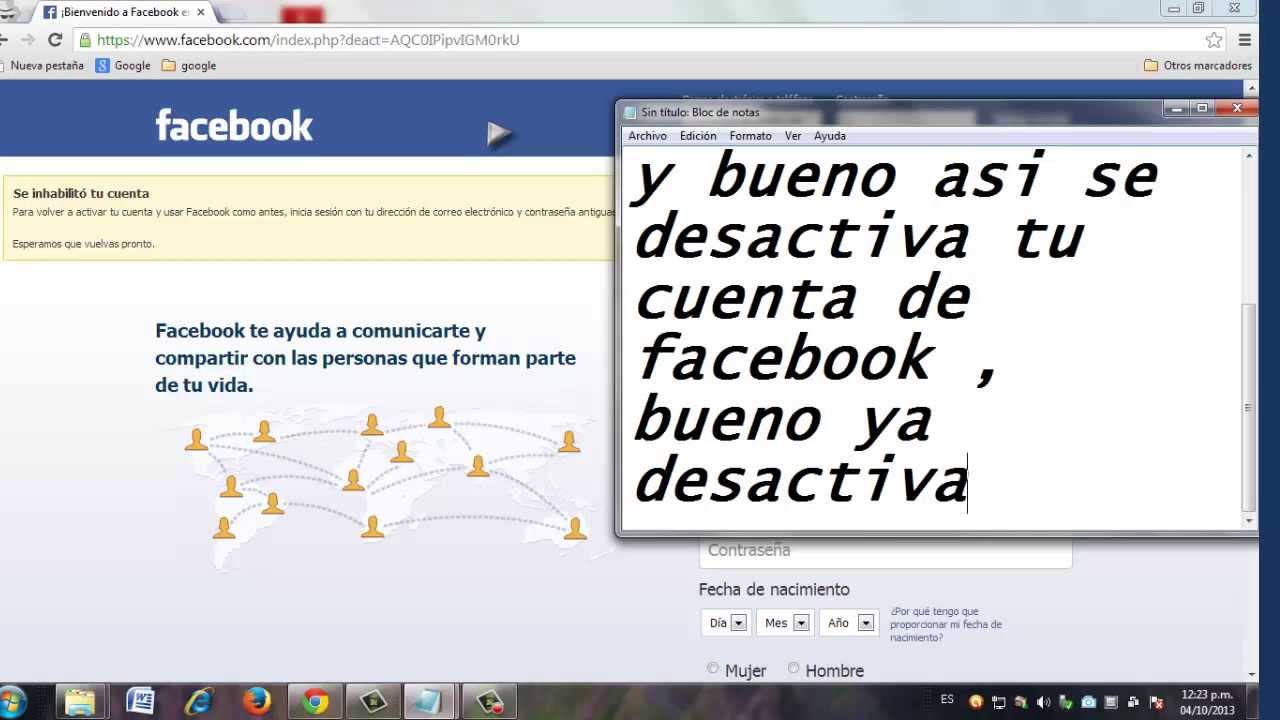 Como desactivar mi cuenta de facebook YouTube