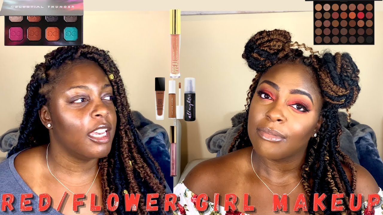RED FLOWER GIRL MAKEUP TUTORIAL - YouTube