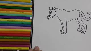 تعليم الرسم للاطفال | رسم الفهد الاسود وتلوينه بطريقه سهله وبسيطه للاطفال