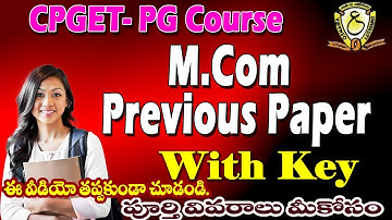 PG M.Com Previous Paper with Key,CPGET M.Com old Paper with key M.Com finance, M.Com taxation,M.Com