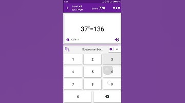 Math Tricks - Training mode - square numbers between 30 and 39 - level 042 (Number Keyboard)