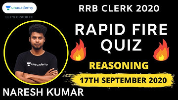 Rapid Fire Quiz - Reasoning (18-9-2020) for RRB Clerk 2020 by Naresh Kumar