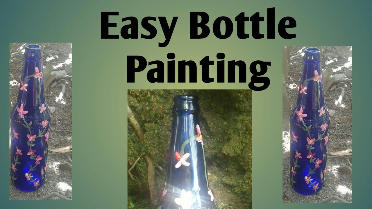 Bottle painting / Blue bottle art / Blue bottle painting... YouTube