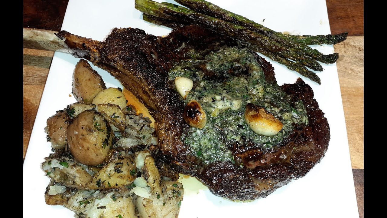 Tomahawk Ribeye Steak Reverse Seared (Oven & Pan Technique) YouTube