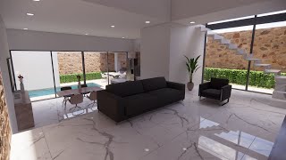 LA MEJOR CASA MINIMALISTA INTROSPECTIVA  10X20 CON 3 DORMITORIOS Y PISCINA