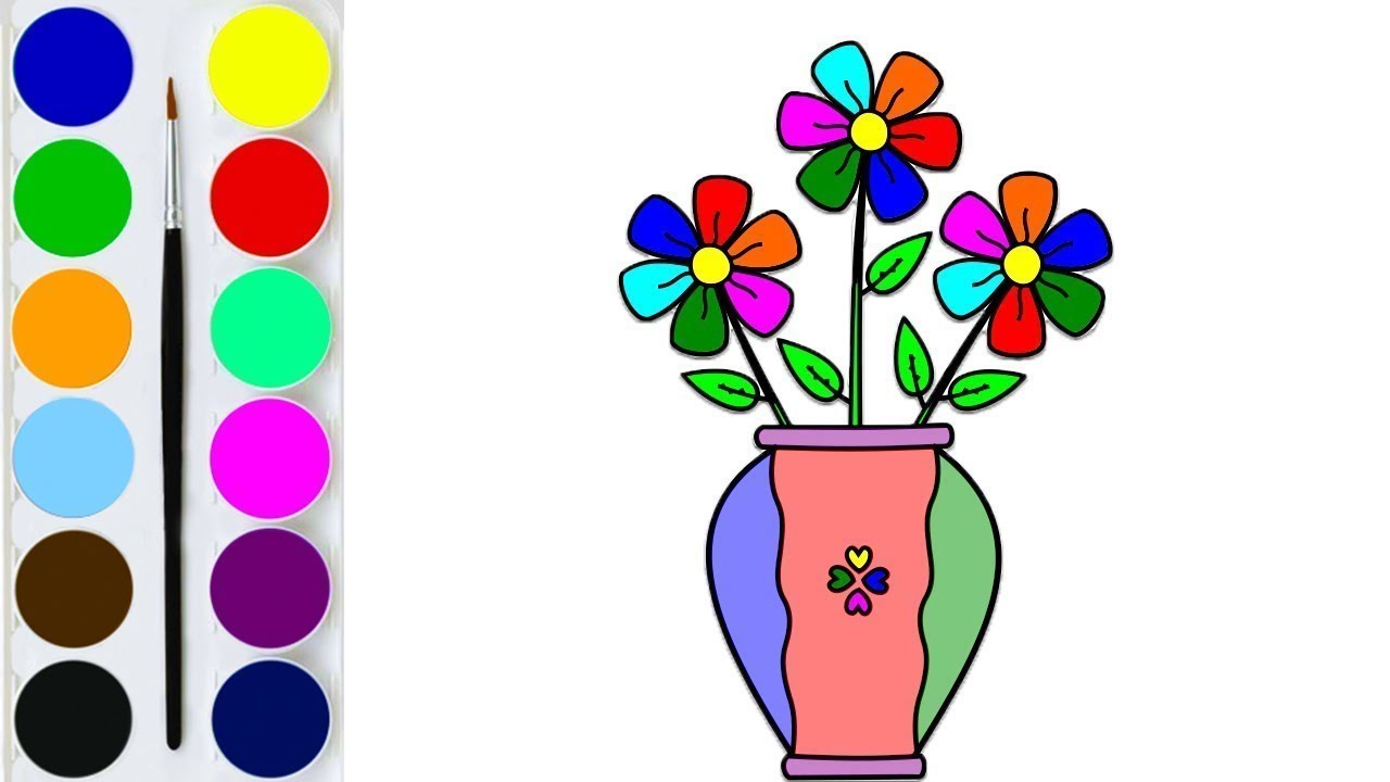 extremeartist How To Draw A Flower Vase Drawing Easy Step By Step For Kids  | Flower Vase Simple - YouTube