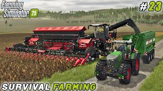 Harvesting Sunflower with New Machinery & Sheep Farming! | Survival Farming | FS25 | Timelapse #23