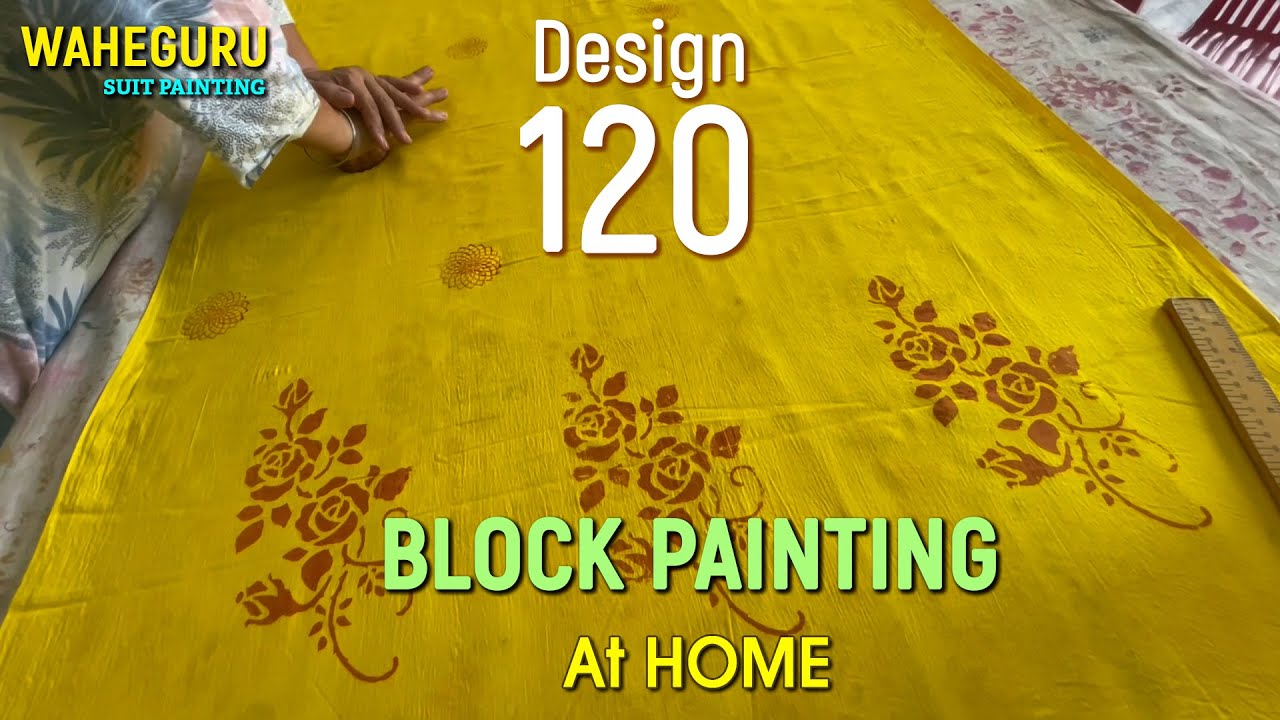 Block Painting At HOME | Design 120 | Waheguru Suit Painting