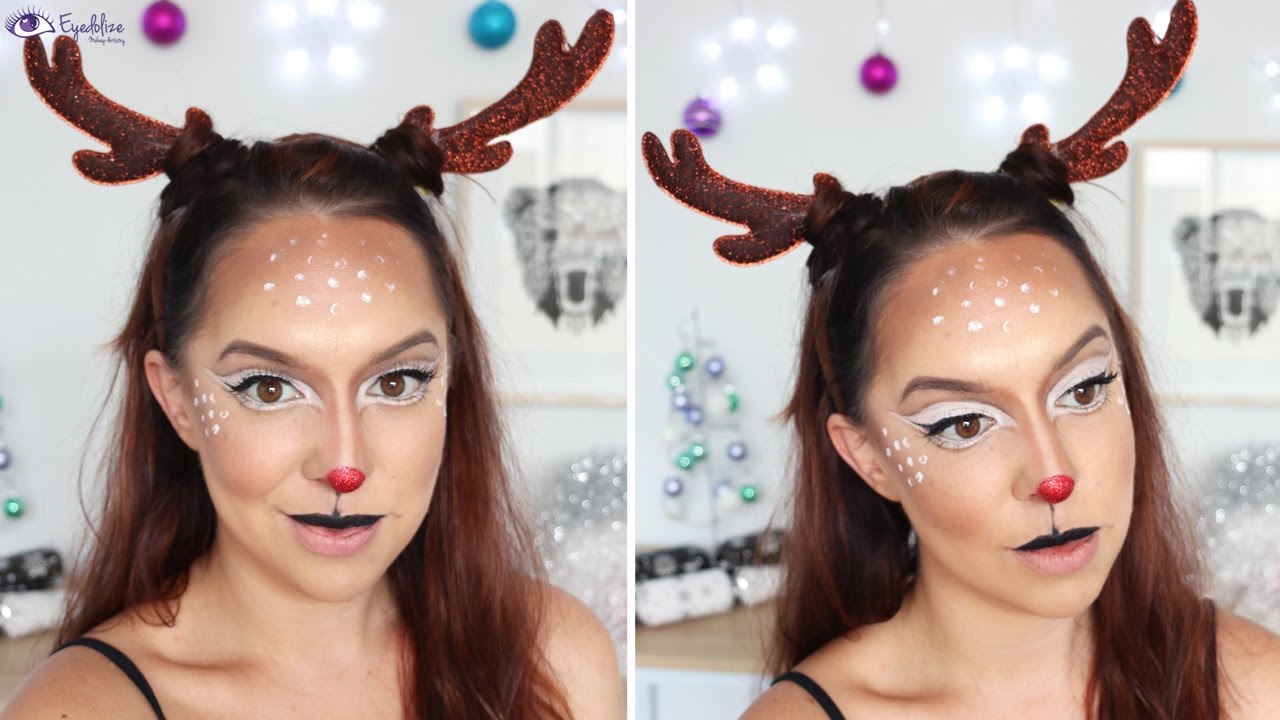 Spectacle margen Kollega Cute Rudolph Reindeer Christmas Makeup Tutorial || EyedolizeMakeup - YouTube