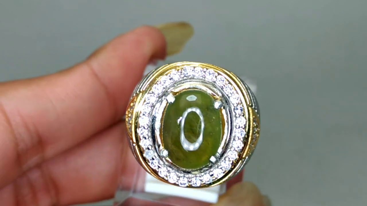 Cincin Batu Sapphire Hijau oval Asli (Kode 1747) - YouTube