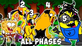 Yellow ALL PHASES | Friday Night Funkin' FNF Mods | Spongebob, Pikachu, Minion, Jake