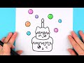 How to draw kawaii cake | Drawing and coloring cute cake