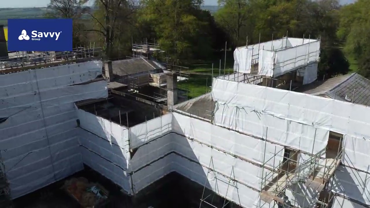 A view from the sky of Aynhoe Park's renovation