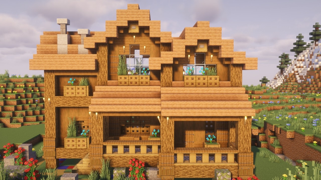 Minecraft : How To Build a Large Wooden House 🏡 | Tutorial | - YouTube
