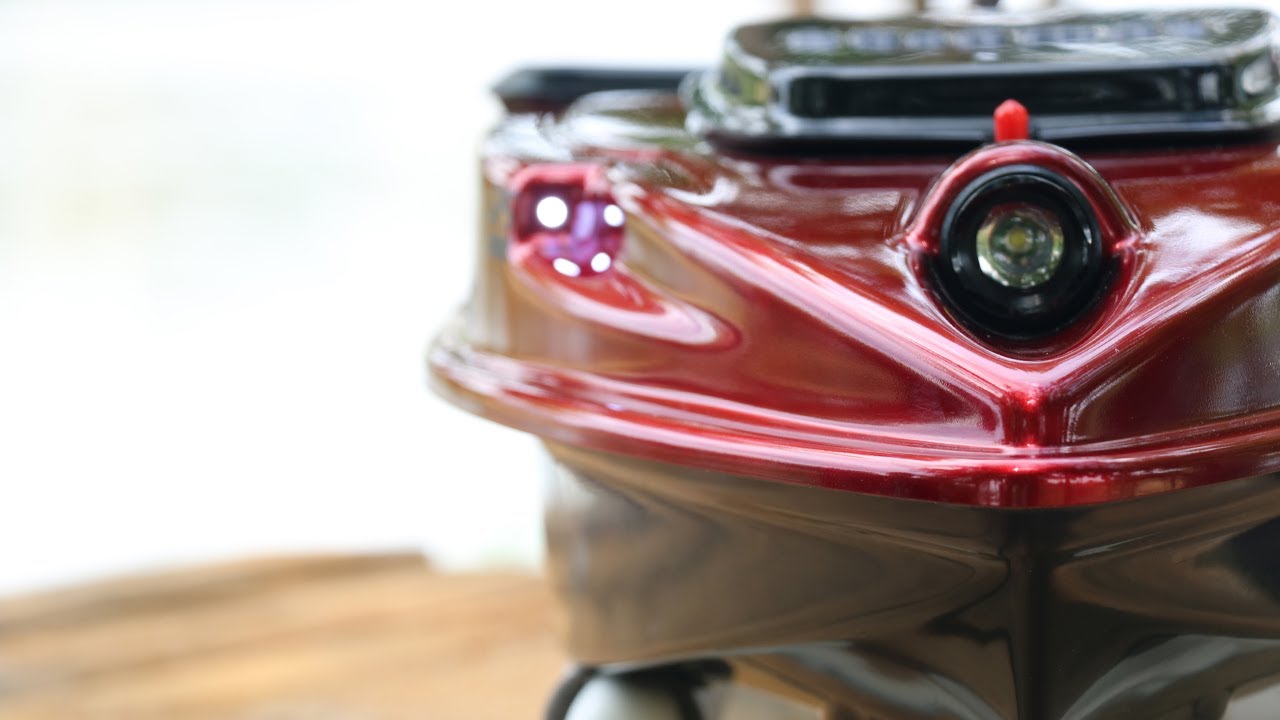 Прикормочный кораблик CamaraD SpeeD цвет  "Кровавая вишня": включение эхолота Toslon TF-500