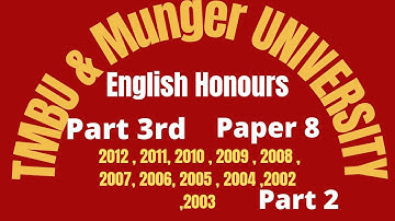 Paper 8 Previous year objective | Part 3rd | English honours Previous year objective | TMBU