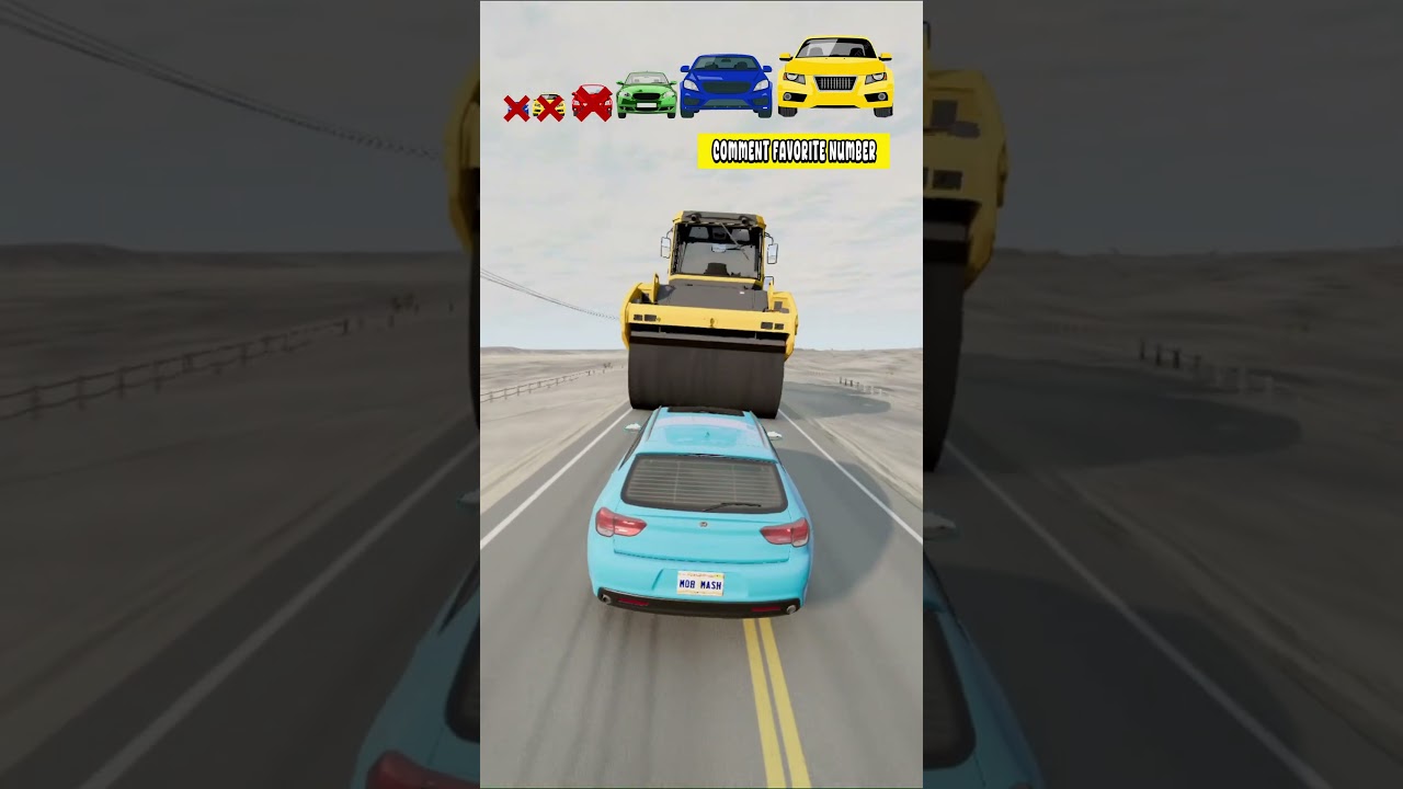 Small & Big Cars vs Giant Roller Kat Crash in Beamng Drive