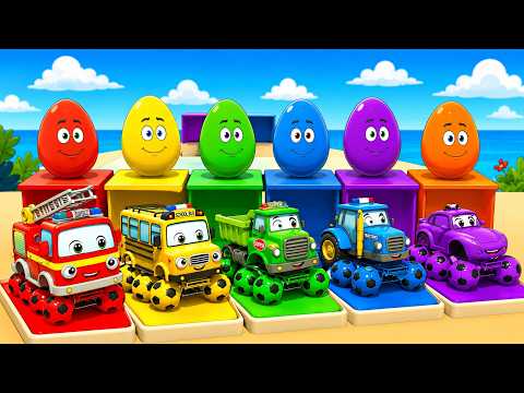 Huevos sorpresa y coches de colores | 🌈Balones de fútbol para niños | - Canciones Infantiles