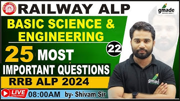 RRB ALP & Tech Physics🤩25 Most Important PYQ | #22 | Basic Science Eng.| By Shivam Sir #alp  #gmade