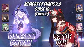 Black Swan DoT & Dr. Ratio Hyper w/ Sparkle Memory of Chaos Stage 12 (3 Stars) | Honkai Star Rail