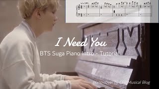 BTS Piano I Need You Suga Piano Intro - Simple Piano Tutorial with Music Sheet