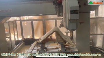 Máy cnc 3d 5 trục 4 dao Woodmaster Pro-T4E gia công tựa ghế KFC ván ép cong