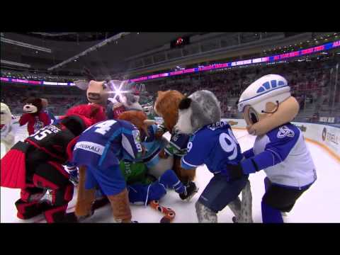 Матч Звезд 2015: драка маскотов / KHL ASG'15: Huge mascot brawl