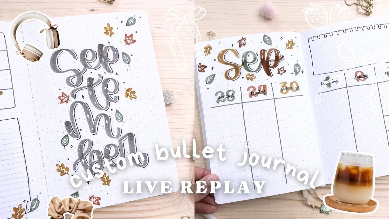 September Plan With Me | Easy Fall Leaves Bullet Journal Theme Doodle Tutorial Featuring JournalSay