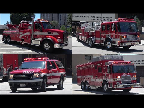 Major heavy rescue truck response! LAFD fire trucks