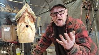 Very beginner How to Carve a Birdhouse WITH A CHAINSAW.