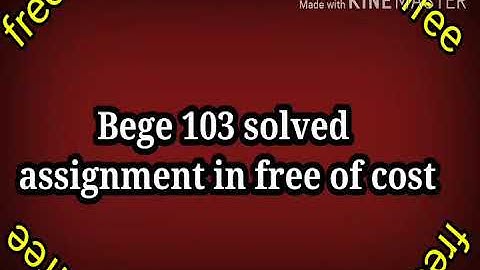 Bege 103 solved assignment 2019-20