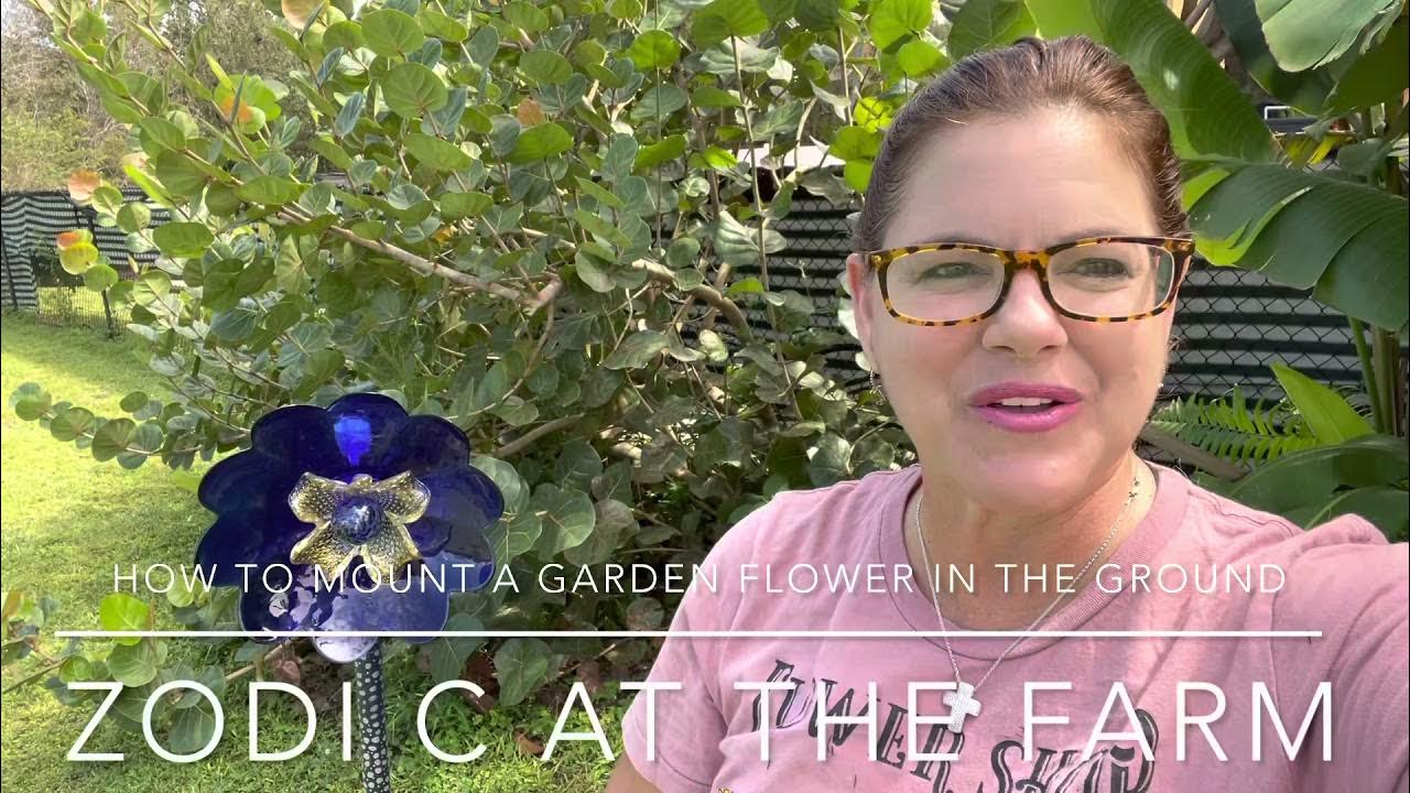 How to mount a garden glass flower in the ground. YouTube
