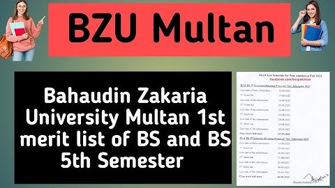 Bahaudin Zakaria University Multan 1st merit list |merit lists schedule |bzu multan |meritlists2023