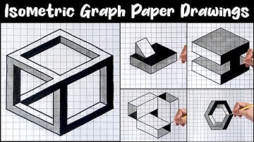 Isometric Graph Paper Drawings / Isometric Drawing 3D / Isometric Paper / Graph Paper