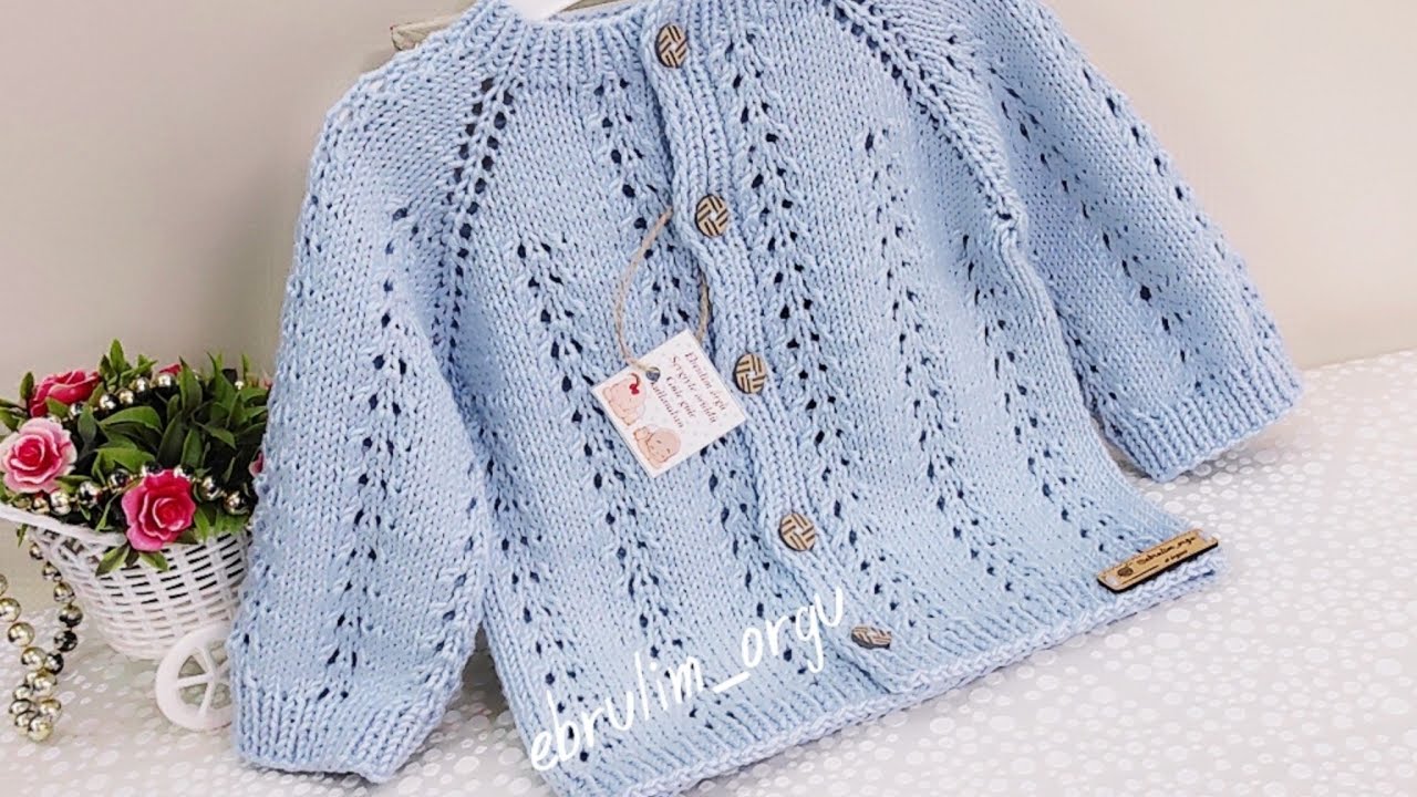 Çok kolay&yeni doğan bebek hırkası & ajurlu model 0 6 ay bir günde ör bitir 