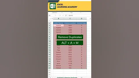 Highlight & Remove Duplicates in excel