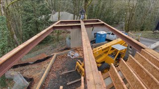 Modern House Part 4- Main floor joists at garage and carport