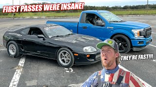 Drag Racing the Whipple F-150 and Rat Rod Supra! They're WAY FASTER Than We Thought!!!