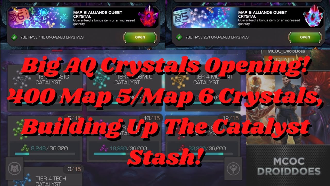 Big AQ Crystals Opening! 400 Map 5/Map 6 Crystals, Building Up The Catalyst Stash! - MCOC