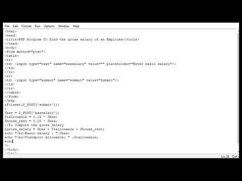 PHP Program To find the gross salary of an Employee - YouTube