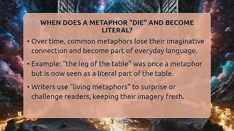 When Does A Metaphor "die" And Become Literal? - The Prose Path