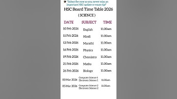 📅 Maharashtra HSC 2026 Science Tentative Time Table OUT!🔥#hsc2026#science #shorts #trending#ytshorts