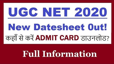 New Exam Dates UGC NET 2020 || Download Admit Card|| Update|| Full Information